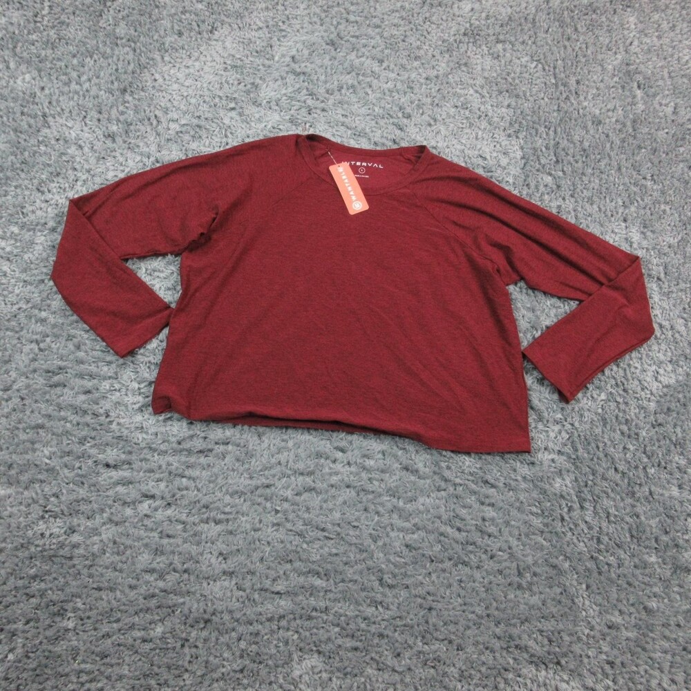 Interval Shirt Womens Large Red Wine Swift Spacedye Boxy Long Sleeve USA NWT